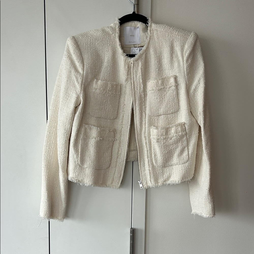 Mango Cream Textured Women's Blazer